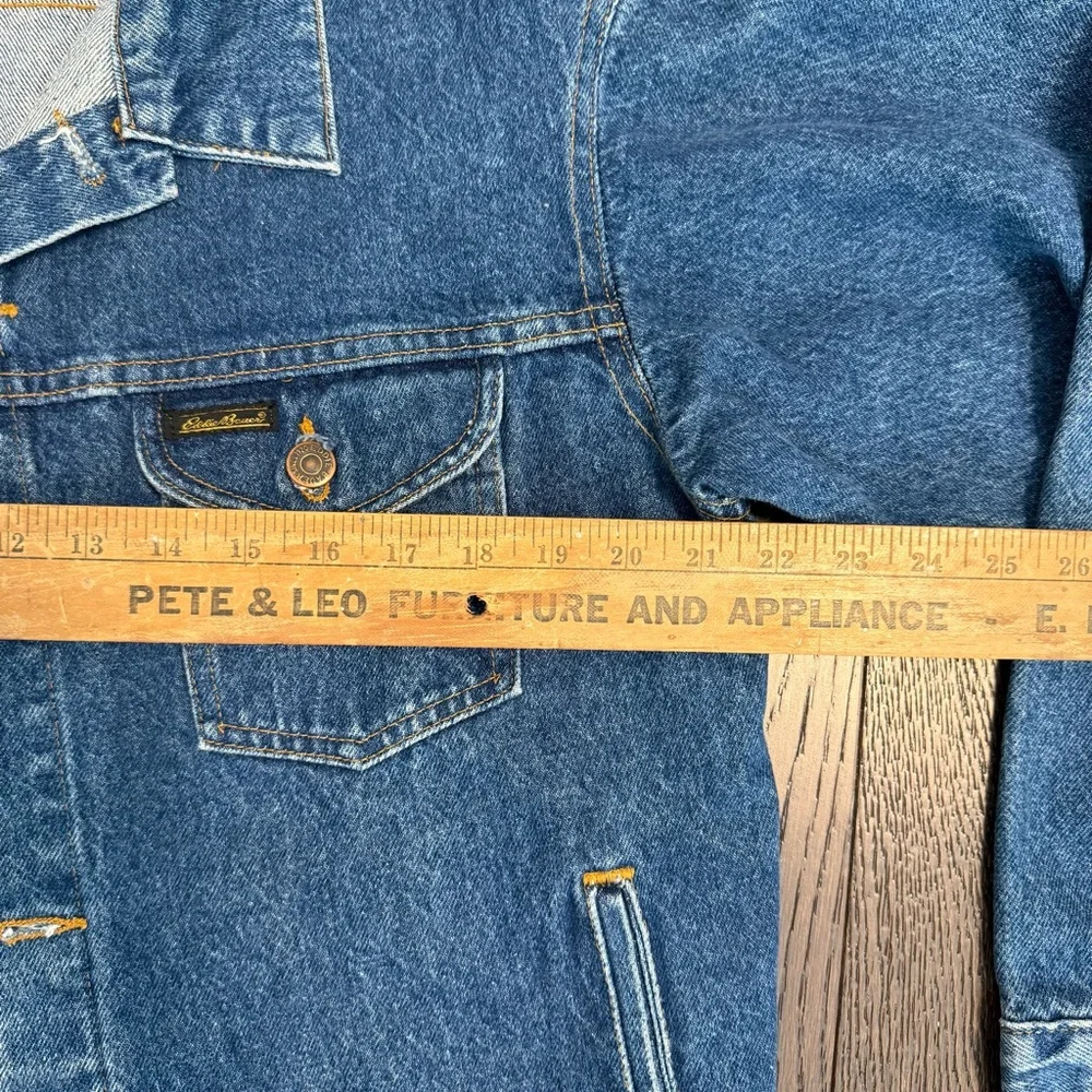 Vintage Eddie Bauer Blue Denim Jean Jacket Mens Large 90s Rare Sz M Streetwear - Picture 8 of 11
